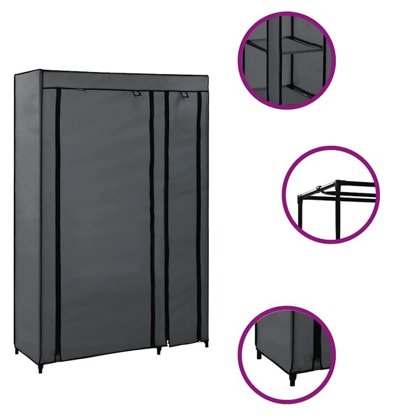 Sklopivi ormar sivi 110 x 45 x 175 cm od tkanine - Siva 1 1 Siva