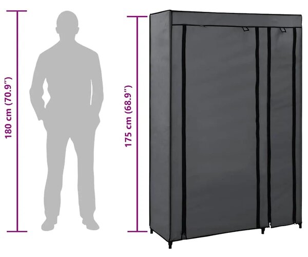 Sklopivi ormar sivi 110 x 45 x 175 cm od tkanine - Siva 1 1 Siva