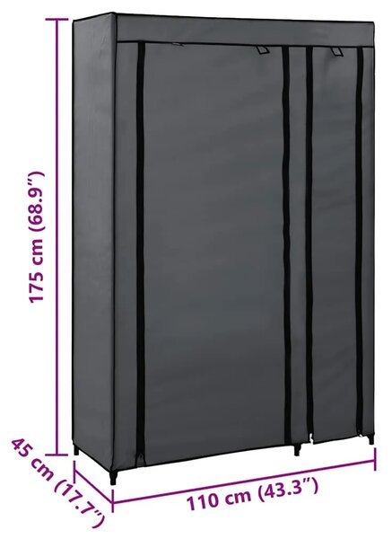 Sklopivi ormar sivi 110 x 45 x 175 cm od tkanine - Siva 1 1 Siva