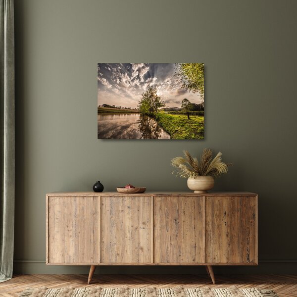 Staklena slika prirode s zrakama (70x50 cm)