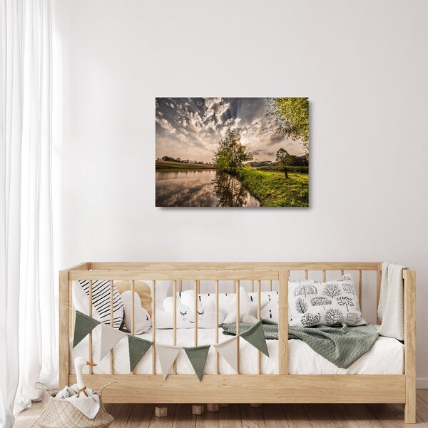 Staklena slika prirode s zrakama (70x50 cm)