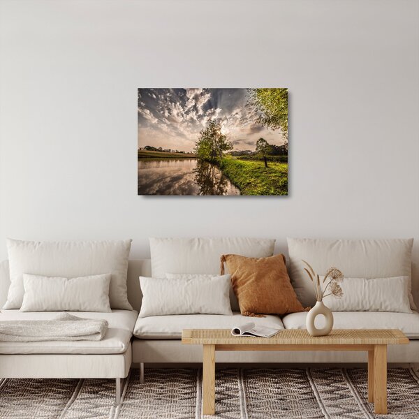 Staklena slika prirode s zrakama (70x50 cm)