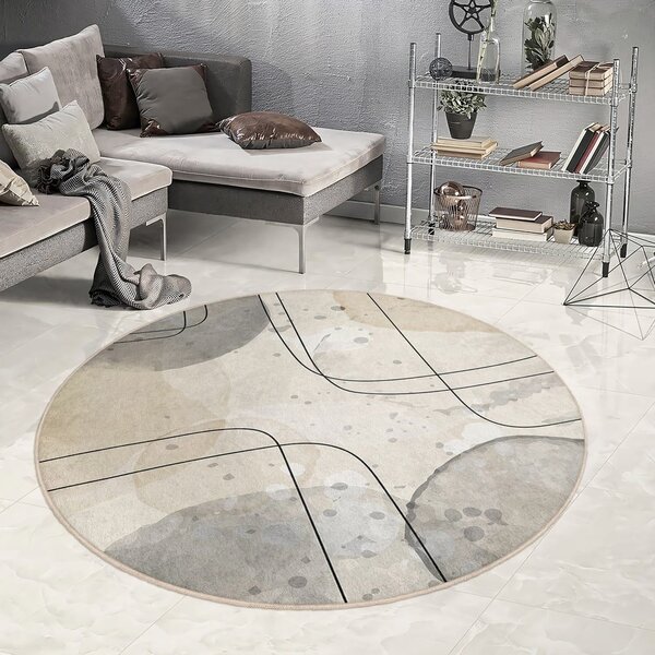 Bež perivi okrugao tepih ø 120 cm Simple Lines – Mila Home