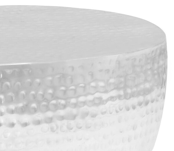 Stolić za kavu od čekićanog aluminija srebrni 100 x 50 x 28 cm - 1 ravni rubovi