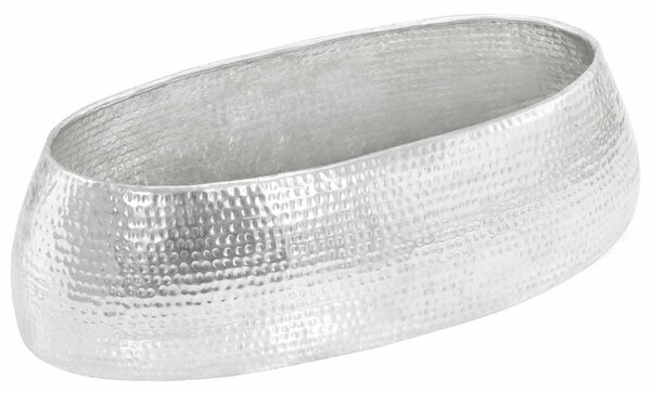 Stolić za kavu od čekićanog aluminija srebrni 100 x 50 x 28 cm - 1 ravni rubovi