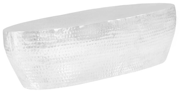Stolić za kavu od čekićanog aluminija srebrni 100 x 50 x 28 cm - 1 ravni rubovi