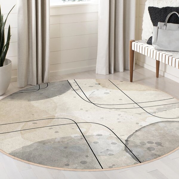 Bež perivi okrugao tepih ø 120 cm Simple Lines – Mila Home