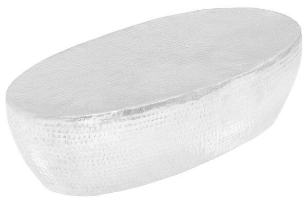 Stolić za kavu od čekićanog aluminija srebrni 100 x 50 x 28 cm - 1 ravni rubovi