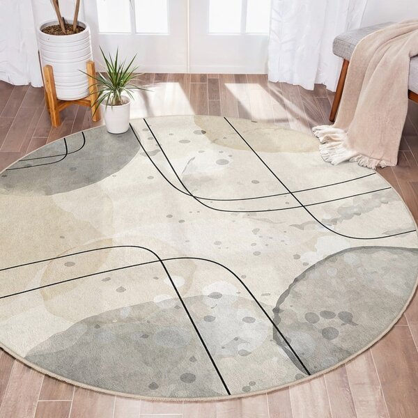 Bež perivi okrugao tepih ø 120 cm Simple Lines – Mila Home