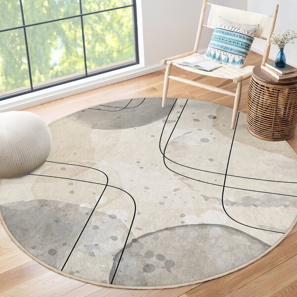 Bež perivi okrugao tepih ø 120 cm Simple Lines – Mila Home