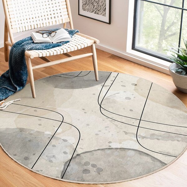 Bež perivi okrugao tepih ø 120 cm Simple Lines – Mila Home