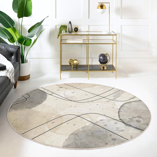 Bež perivi okrugao tepih ø 120 cm Simple Lines – Mila Home