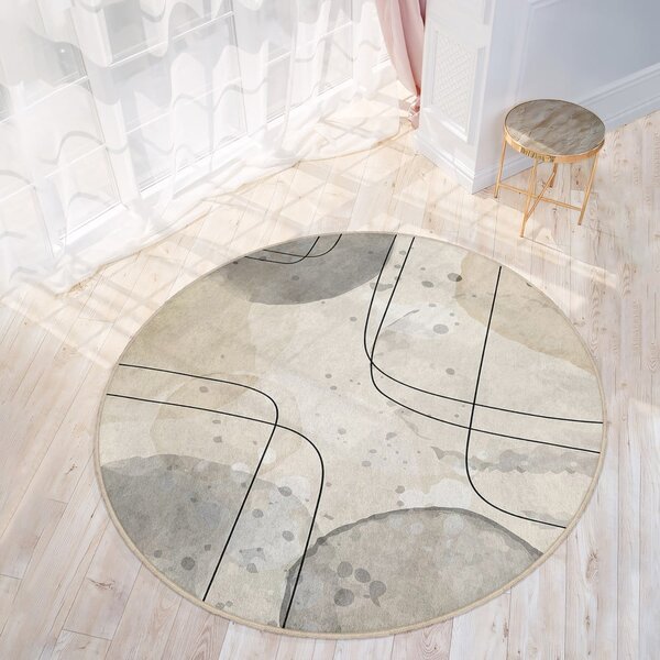Bež perivi okrugao tepih ø 120 cm Simple Lines – Mila Home