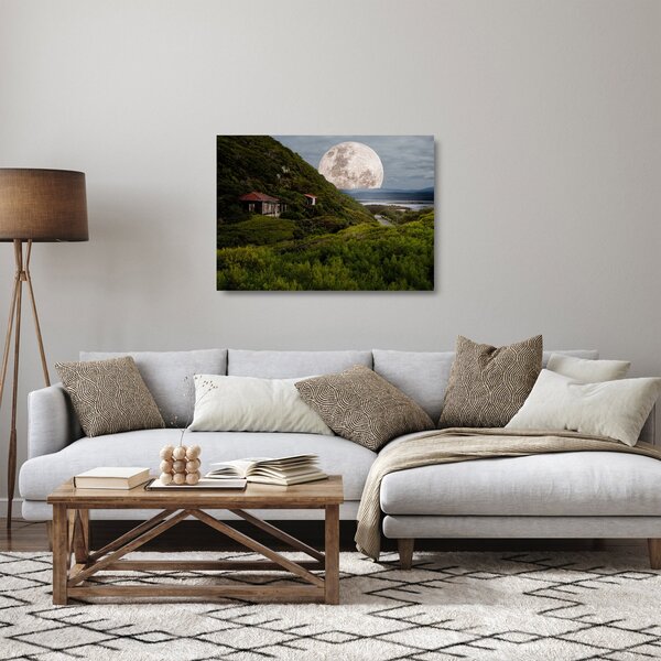 Staklena slika krajolika s mjesecom (70x50 cm)