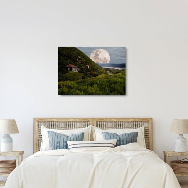 Staklena slika krajolika s mjesecom (70x50 cm)