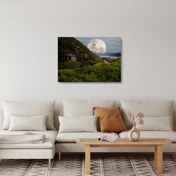 Staklena slika krajolika s mjesecom (70x50 cm)