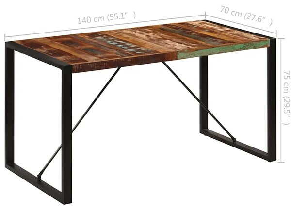 Blagovaonski stol od masivnog obnovljenog drva 140 x 70 x 75 cm - Crna 140 x 70 x 75 cm 1 masivno obnovljeno drvo