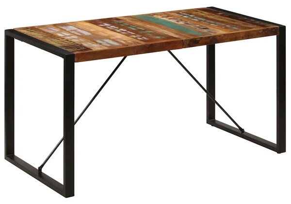 Blagovaonski stol od masivnog obnovljenog drva 140 x 70 x 75 cm - Crna 140 x 70 x 75 cm 1 masivno obnovljeno drvo
