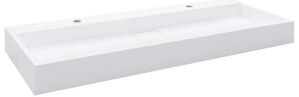 Lavabo - Umivaonik od lijevanih minerala/mramora 120 x 46 x 11 cm bijeli - 120 x 46 x 11 cm (2 otvora) 120 x 46 x 11 cm (2 otvor