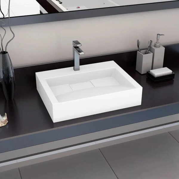 Lavabo - Umivaonik od lijevanih minerala/mramora 60 x 38 x 11 cm bijeli - 60 x 38 x 11 cm 60 x 38 x 11 cm