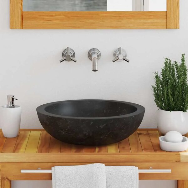 Lavabo - Umivaonik 40 x 12 cm mramorni crni - Crna Crna