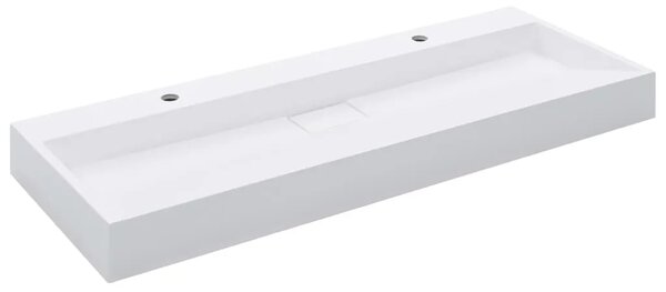 Lavabo - Umivaonik od lijevanih minerala/mramora 120 x 46 x 11 cm bijeli - 120 x 46 x 11 cm (2 otvora) 120 x 46 x 11 cm (2 otvor