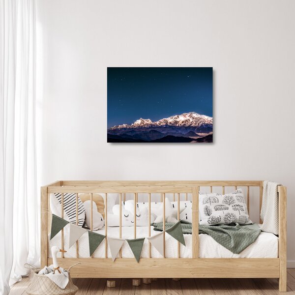 Staklena slika planina i noćnog neba (70x50 cm)