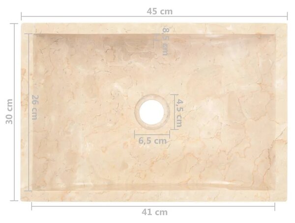 Lavabo - Umivaonik 45 x 30 x 12 cm mramorni visoki sjaj krem - Krema Krema