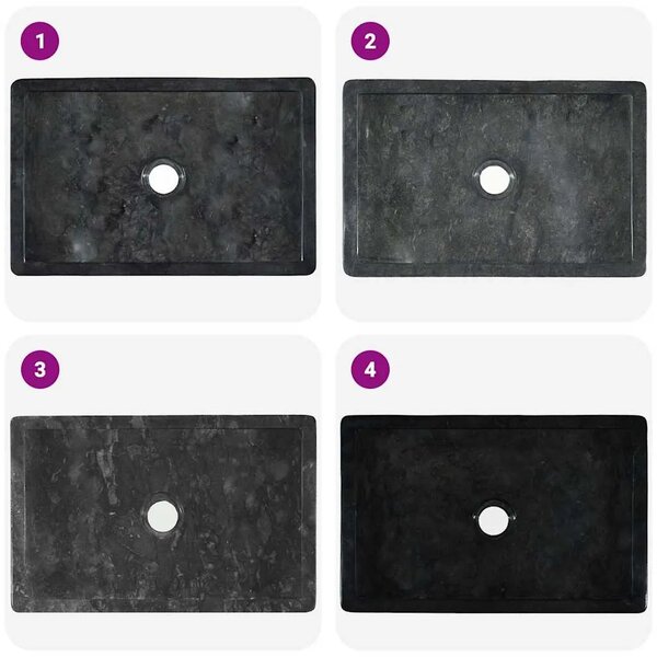 Lavabo - Umivaonik 45 x 30 x 12 cm mramorni visoki sjaj crni - Crna Crna
