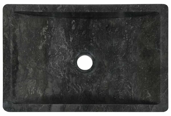 Lavabo - Umivaonik 45 x 30 x 12 cm mramorni visoki sjaj crni - Crna Crna