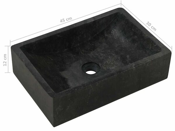 Lavabo - Umivaonik 45 x 30 x 12 cm mramorni visoki sjaj crni - Crna Crna