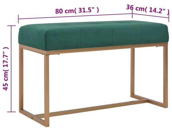 Klupa 80 cm zelena baršunasta - Zelena 80 cm Zelena 80 cm