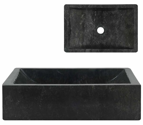 Lavabo - Umivaonik 45 x 30 x 12 cm mramorni visoki sjaj crni - Crna Crna