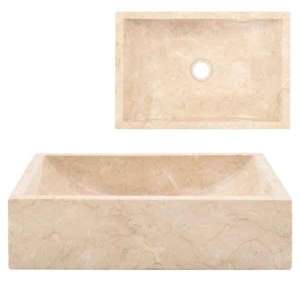 Lavabo - Umivaonik 45 x 30 x 12 cm mramorni visoki sjaj krem - Krema Krema