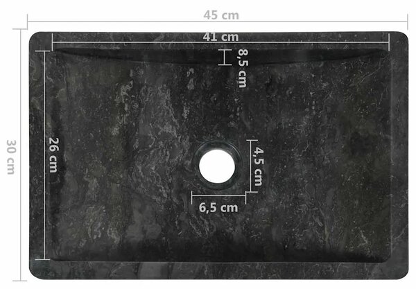 Lavabo - Umivaonik 45 x 30 x 12 cm mramorni visoki sjaj crni - Crna Crna