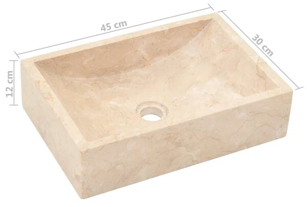 Lavabo - Umivaonik 45 x 30 x 12 cm mramorni visoki sjaj krem - Krema Krema