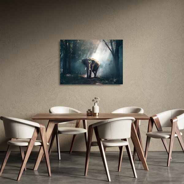 Staklena slika slona u džungli (70x50 cm)