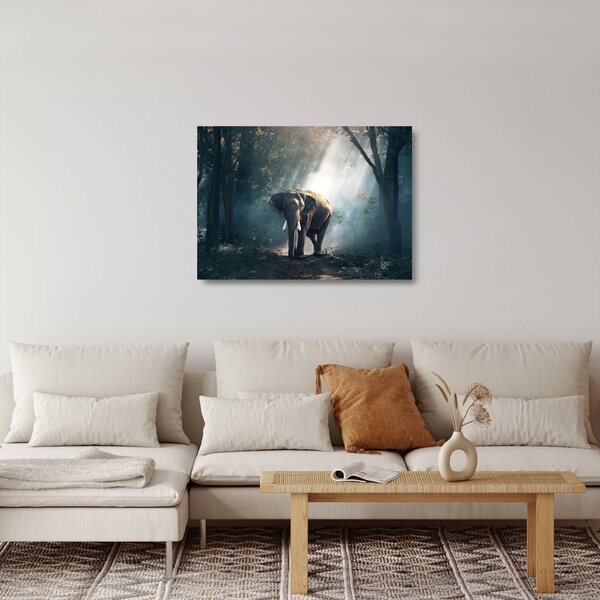 Staklena slika slona u džungli (70x50 cm)