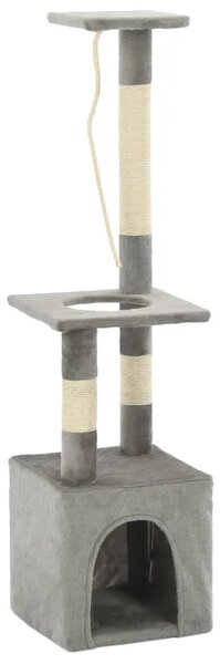 Penjalica za mačke - Kuća za mačke - Grebalica sa stupovima za grebanje od sisala 109 cm siva - Siva Siva
