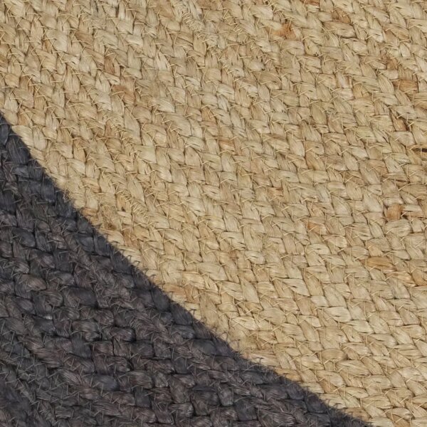 Ručno rađeni tepih od jute s tamnosivim rubom 120 cm - Tamno siva 120 cm Tamno siva 120 cm