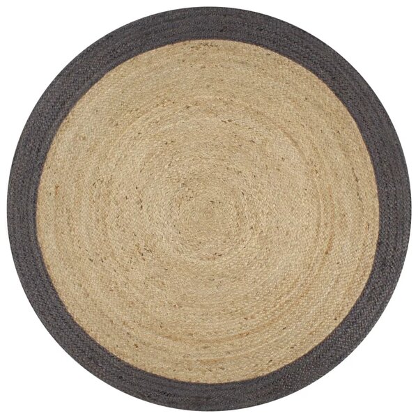 Ručno rađeni tepih od jute s tamnosivim rubom 120 cm - Tamno siva 120 cm Tamno siva 120 cm