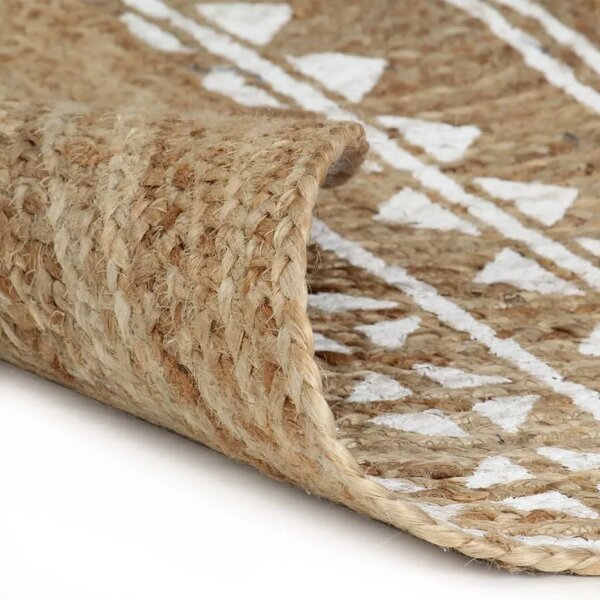 Ručno rađeni tepih od jute s bijelim uzorkom 120 cm - 120 cm geometrijski uzorak 120 cm geometrijski uzorak