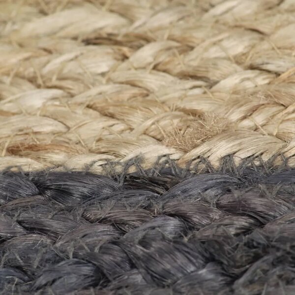 Ručno rađeni tepih od jute s tamnosivim rubom 120 cm - Tamno siva 120 cm Tamno siva 120 cm
