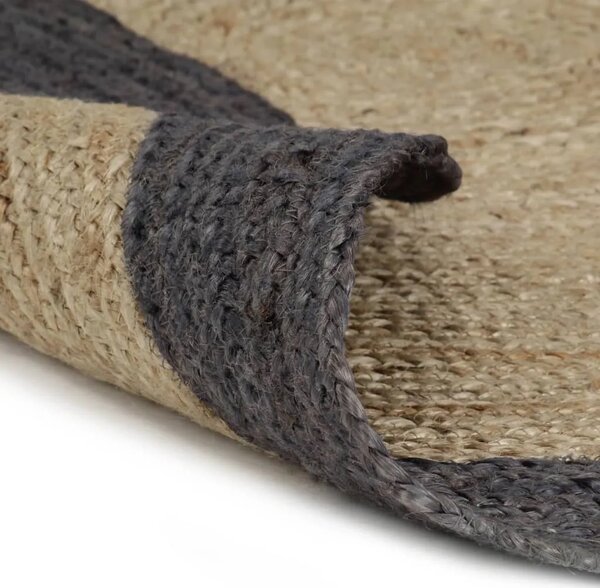 Ručno rađeni tepih od jute s tamnosivim rubom 120 cm - Tamno siva 120 cm Tamno siva 120 cm
