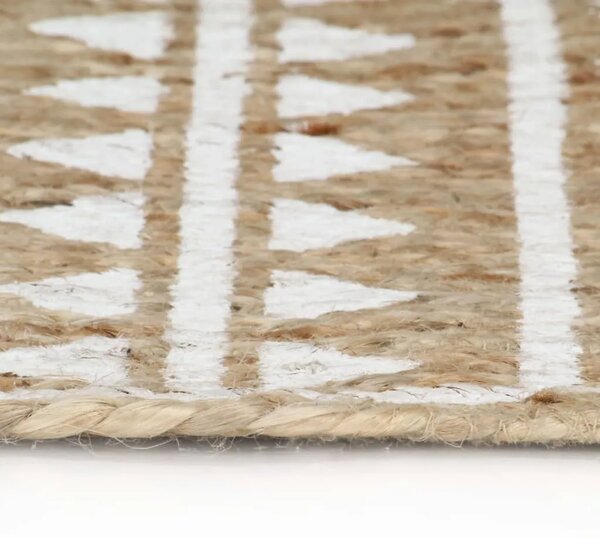 Ručno rađeni tepih od jute s bijelim uzorkom 120 cm - 120 cm geometrijski uzorak 120 cm geometrijski uzorak