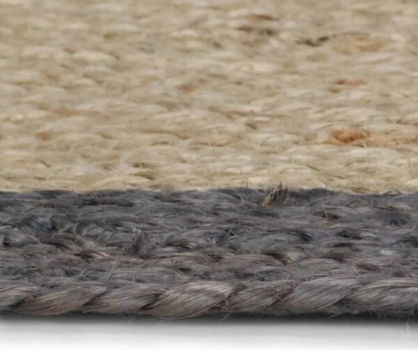 Ručno rađeni tepih od jute s tamnosivim rubom 120 cm - Tamno siva 120 cm Tamno siva 120 cm