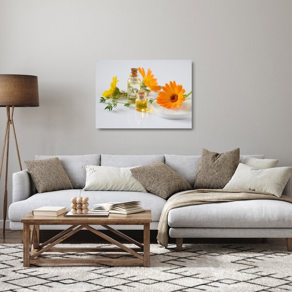 Staklena slika narančastih cvjetova (70x50 cm)
