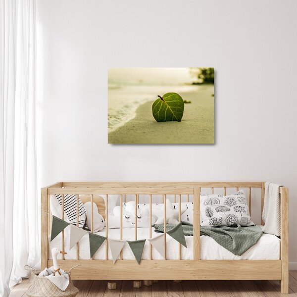 Staklena slika lista u pijesku (70x50 cm)