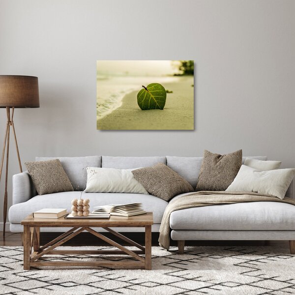 Staklena slika lista u pijesku (70x50 cm)