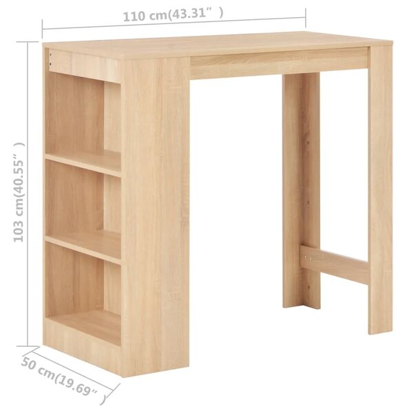 Barski stol s policom boja hrasta 110 x 50 x 103 cm - Boja hrasta 1 Boja hrasta